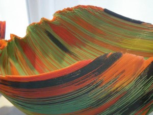 The colorful fibers of this bowl