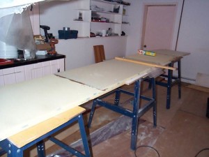Making the panels for the whole side of the dinghy