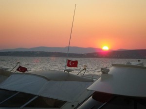 Sunrise in the marina at Cesme